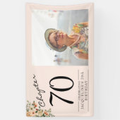 70誕生日フローラピンク写真 横断幕 (縦)