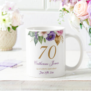 70誕生日フローラブーケアクセント コーヒーマグカップ
