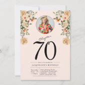 70誕生日フローラ写真パーティー 招待状 (正面)