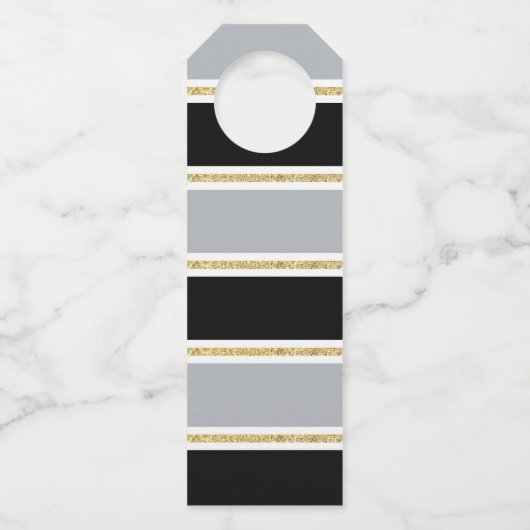 70誕生日ブラックグレー金ゴールドグリッター紙吹雪 ボトルネックタグ (裏面)