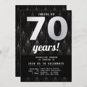 70誕生日ブラックシルバーパーティー 招待状 (正面/裏面)