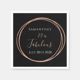 70誕生日ブラックバラ金ゴールド誕生日パーティー スタンダードカクテルナプキン