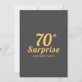 70誕生日ブラック金ゴールドサプライズパーティー 招待状 (裏面)