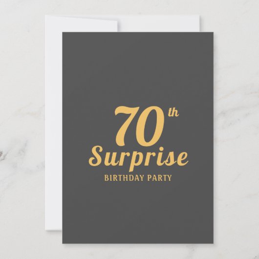 70誕生日ブラック金ゴールドサプライズパーティー 招待状 (裏面)