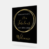 70誕生日ブラック金ゴールドバースデーパーティーへようこそ アクリルサイン (傾斜)