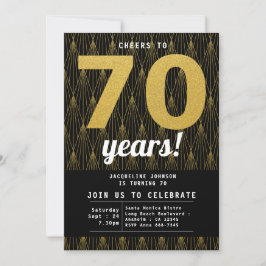 70誕生日ブラック金ゴールドパーティー 招待状