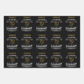 70誕生日ブラック金ゴールドレジェンダリーレトロ ラッピングペーパーシート (正面2)