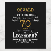 70誕生日ブラック金ゴールド伝説的おもしろい ワインラベル (シングルラベル)