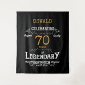 70誕生日ブラック金ゴールド伝説的なフォトバックグラウンド タペストリー (正面)