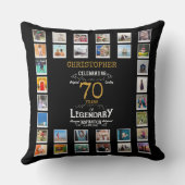 70誕生日ブラック金ゴールド伝説的な写真 クッション (裏面)