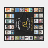 70誕生日ブラック金ゴールド伝説的な写真 フリースブランケット (正面(横))