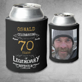 70誕生日ブラック金ゴールド伝説的な写真 缶クーラー