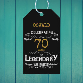 70誕生日ブラック金ゴールド伝説的ヴィンテージ ギフトタグ