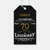 70誕生日ブラック金ゴールド伝説的ヴィンテージ ギフトタグ (正面)