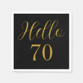 70誕生日ブラック金ゴールド誕生会 スタンダードカクテルナプキン (正面)