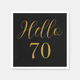 70誕生日ブラック金ゴールド誕生会 スタンダードカクテルナプキン
