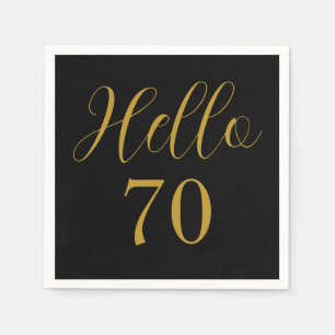 70誕生日ブラック金ゴールド誕生会 スタンダードカクテルナプキン