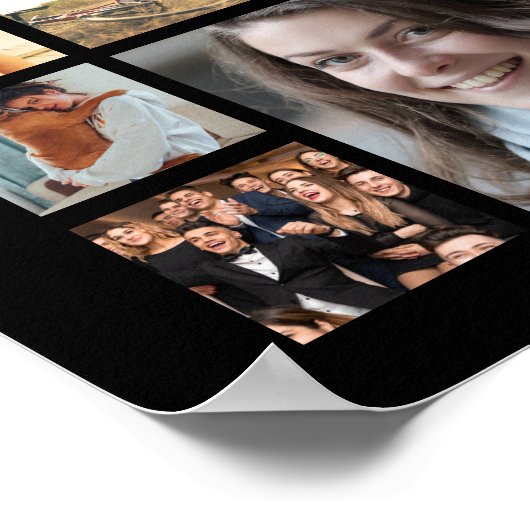 70誕生日ブラック金ゴールド100フォトコラージュ ポスター (角)