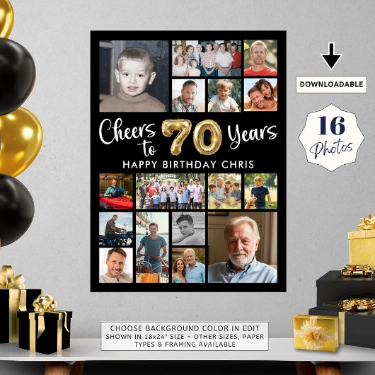 70誕生日ブラック金ゴールド16フォト応援から年 ポスター