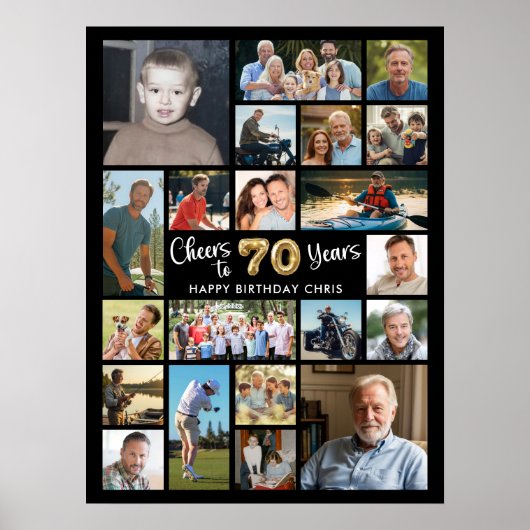 70誕生日ブラック金ゴールド21フォト応援から数年 ポスター (正面)