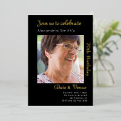 70誕生日ブラック金ゴールド 箔招待状 (立ち正面)