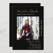 70誕生日ブラック 招待状 (正面/裏面)