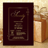 70誕生日ブルゴーニュと金ゴールドフレームパーティー 招待状