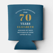 70誕生日ブルーと金ゴールド名の追加 缶クーラー (裏面)