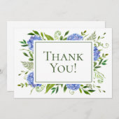 70誕生日ブルーアジサイ サンキューカード (正面/裏面)