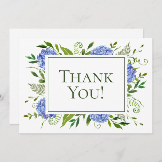 70誕生日ブルーアジサイ サンキューカード (正面/裏面)