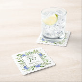 70誕生日ブルーアジサイ ペーパーコースター (インサイチュ)