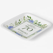 70誕生日ブルーアジサイ ペーパープレート (傾斜あり)