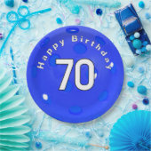 70誕生日ブルーピックボール ペーパープレート (パーティー)