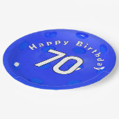 70誕生日ブルーピックボール ペーパープレート (アングル)