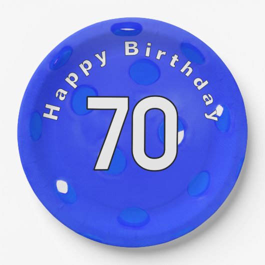70誕生日ブルーピックボール ペーパープレート (正面)