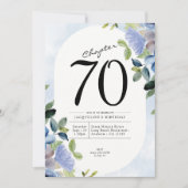 70誕生日ブルーフローラ 招待状 (正面)