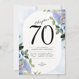 70誕生日ブルーフローラ 招待状