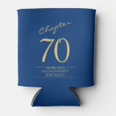 70誕生日ブルー金ゴールド写真テンプレート 缶クーラー (正面)