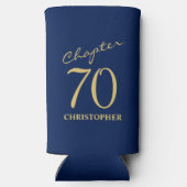70誕生日ブルー金ゴールド スリム缶クーラー (裏面)