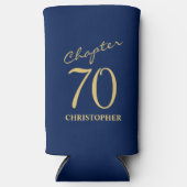 70誕生日ブルー金ゴールド スリム缶クーラー (正面)
