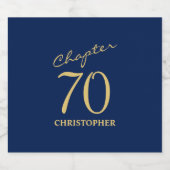 70誕生日ブルー金ゴールド ビールラベル (シングルラベル)