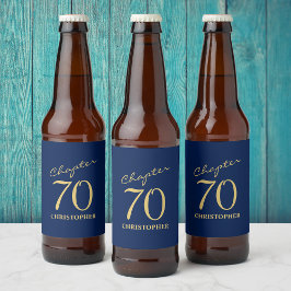 70誕生日ブルー金ゴールド ビールラベル