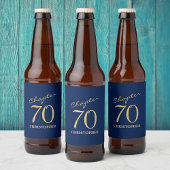 70誕生日ブルー金ゴールド ビールラベル