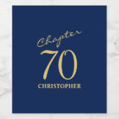 70誕生日ブルー金ゴールド ワインラベル (シングルラベル)