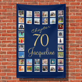 70誕生日ブルー金ゴールド 横断幕