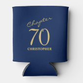70誕生日ブルー金ゴールド 缶クーラー (正面)