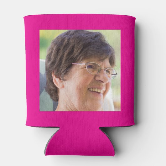 70誕生日ホットピンク金ゴールド写真テンプレート 缶クーラー (裏面)