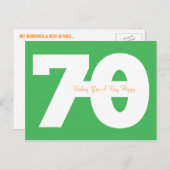 70誕生日マイルストーンはがき – 緑 ポストカード (正面/裏面)