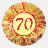 70誕生日マイルストーンレッド&イエローダリア ラウンドシール (正面)