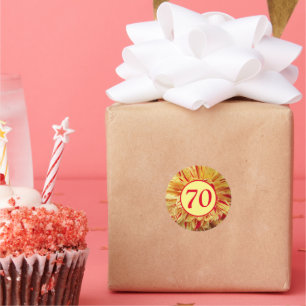 70誕生日マイルストーンレッド&イエローダリア ラウンドシール